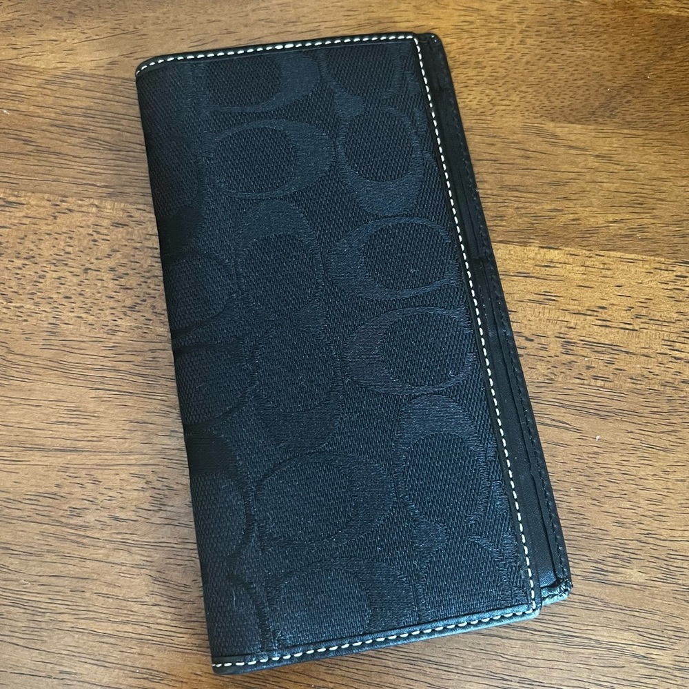Coach Wallet in Black Logo Fabric